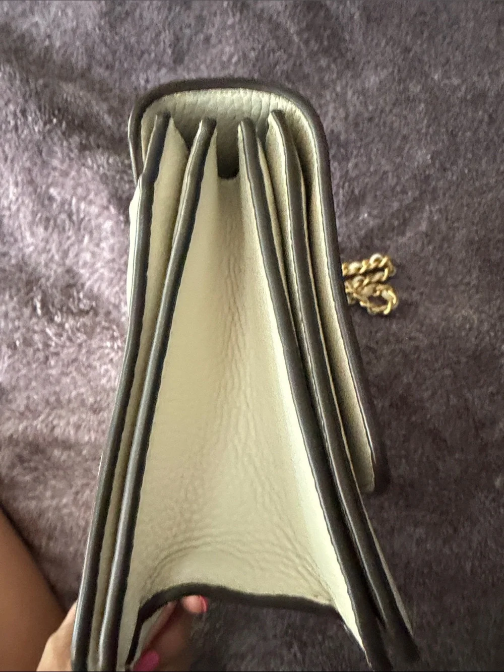 Tory Burch Cream Pebbled Leather Crossbody with Gold Chain